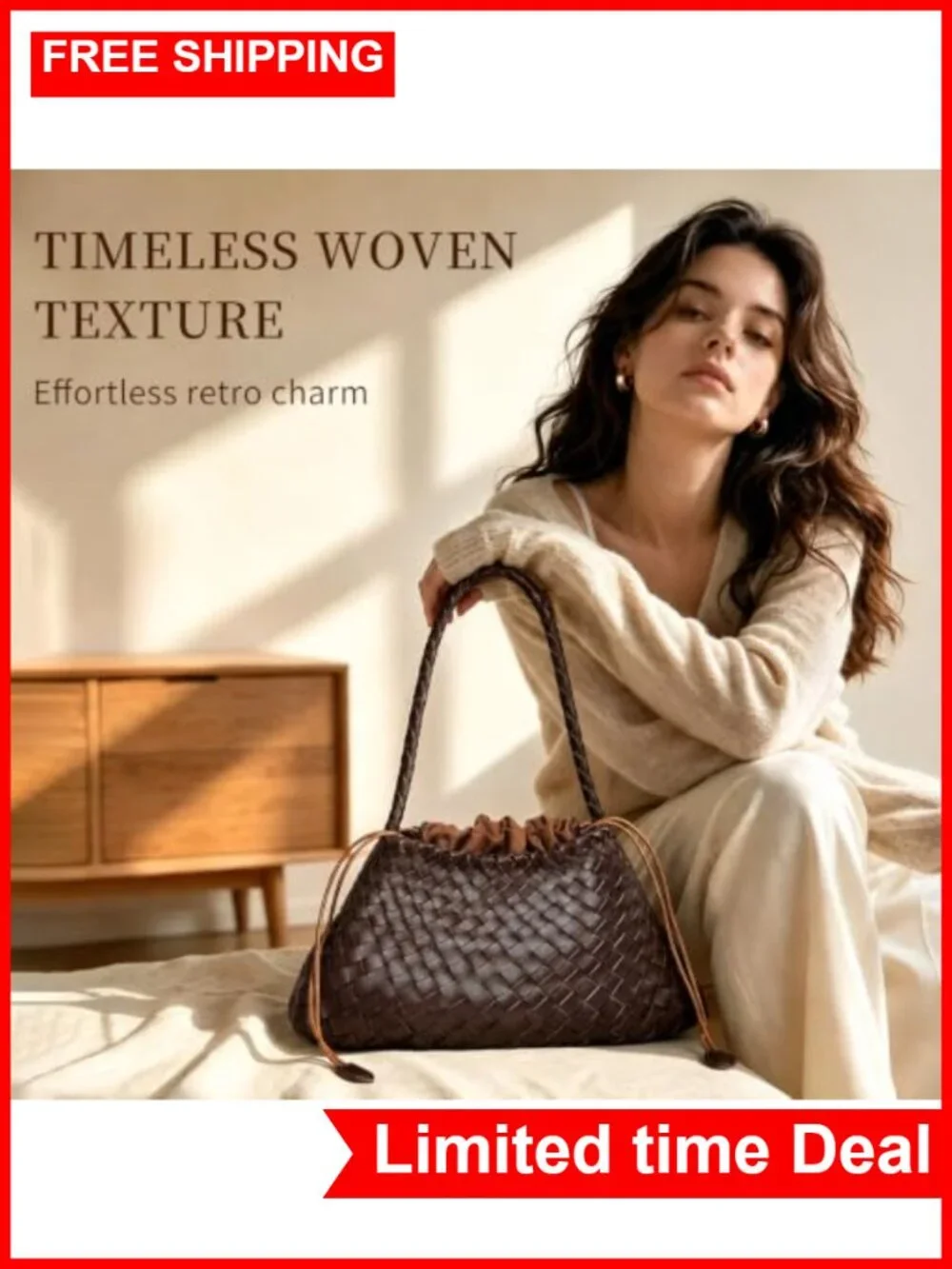 Woven Hobo Bag Shoulder Purse Tote Vegan Leather Handcrafted